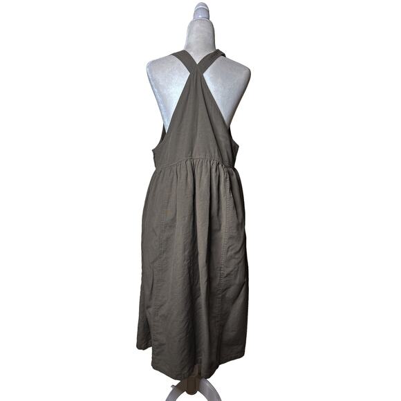 The Shanty Corporation Zhivago Pinafore Sleeveless Midi Dress Green L/XL - Picture 3 of 8